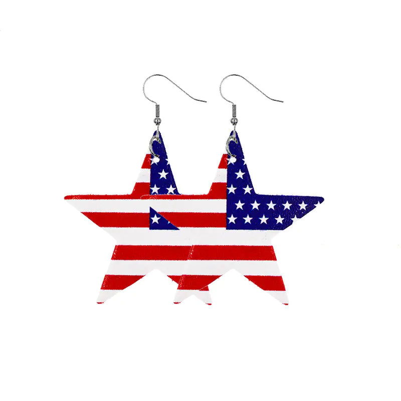 July 4 Earrings with Flag Design