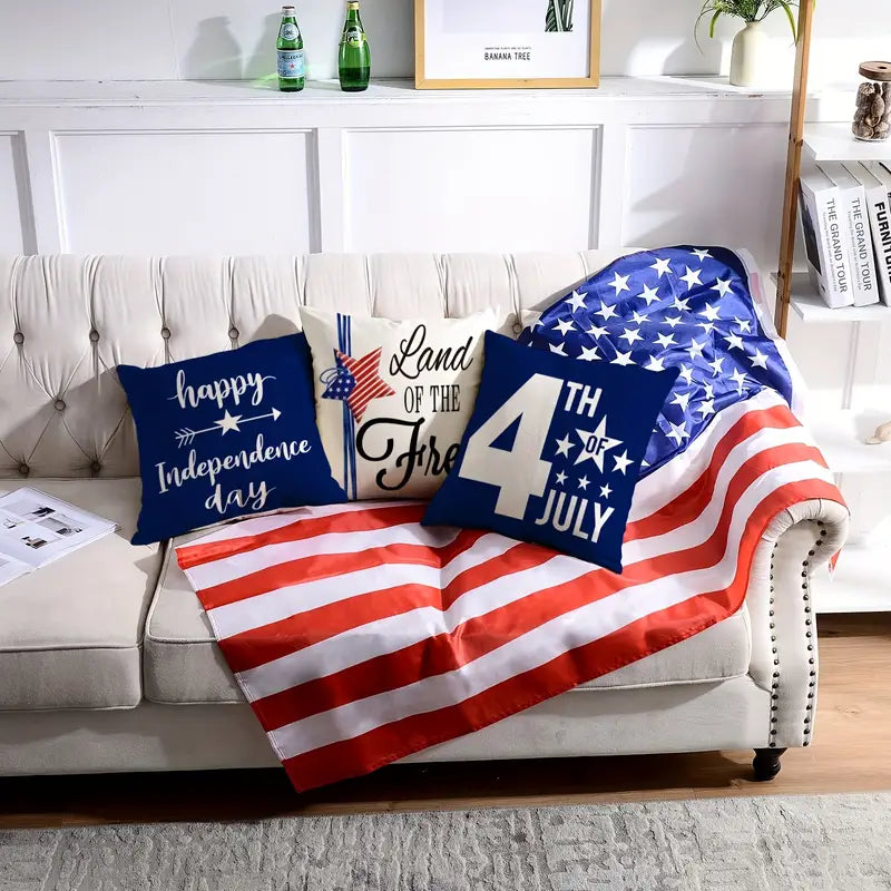 Linen Independence Day Pillow Case for Home Decor (1pc/4pc)
