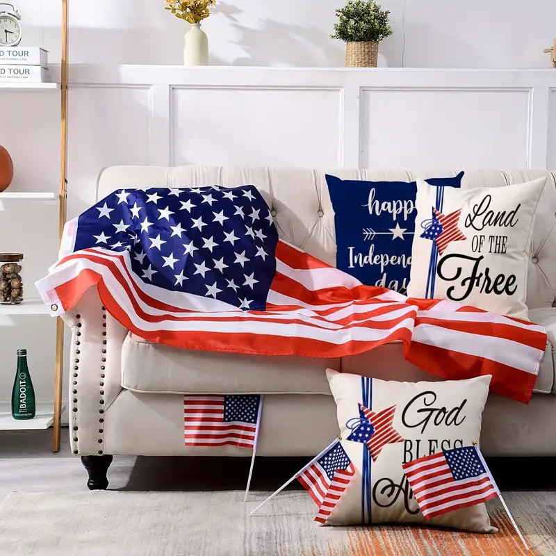 Linen Independence Day Pillow Case for Home Decor (1pc/4pc)