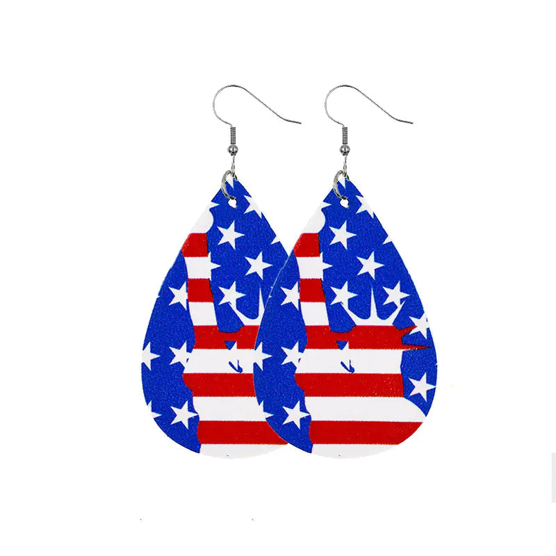 July 4 Earrings with Flag Design