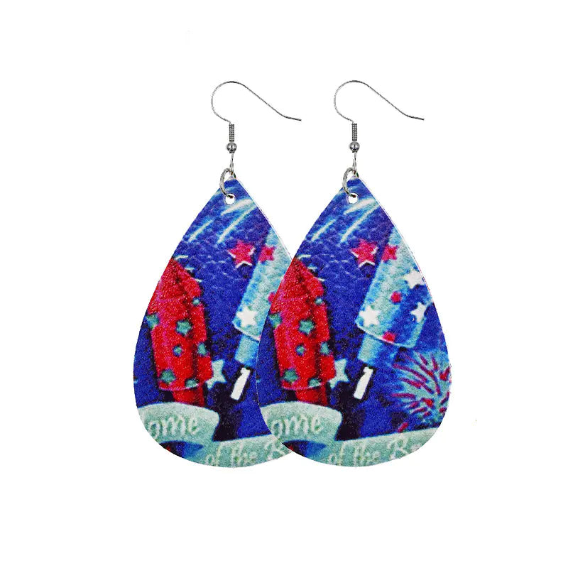 July 4 Earrings with Flag Design