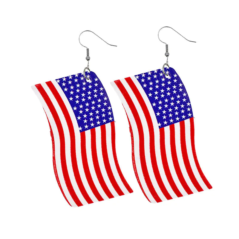July 4 Earrings with Flag Design