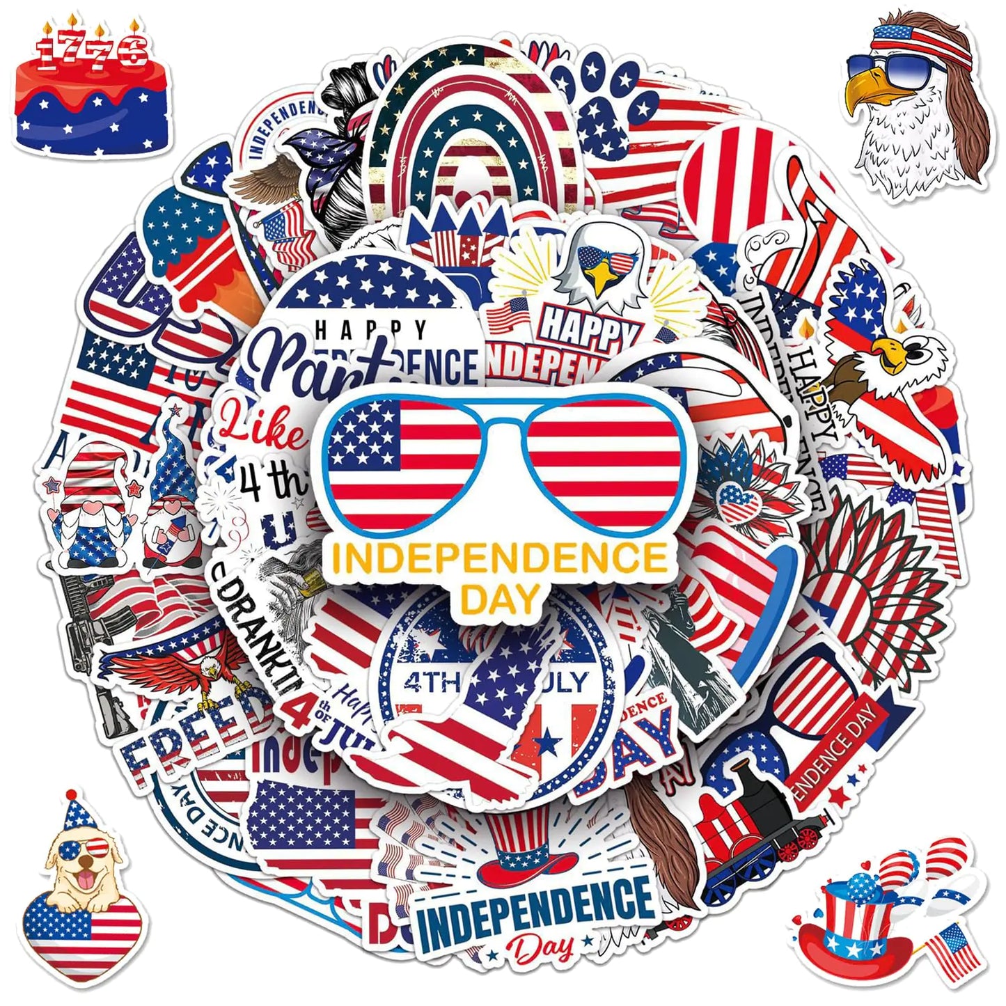 4th of July Stickers 50 Pcs