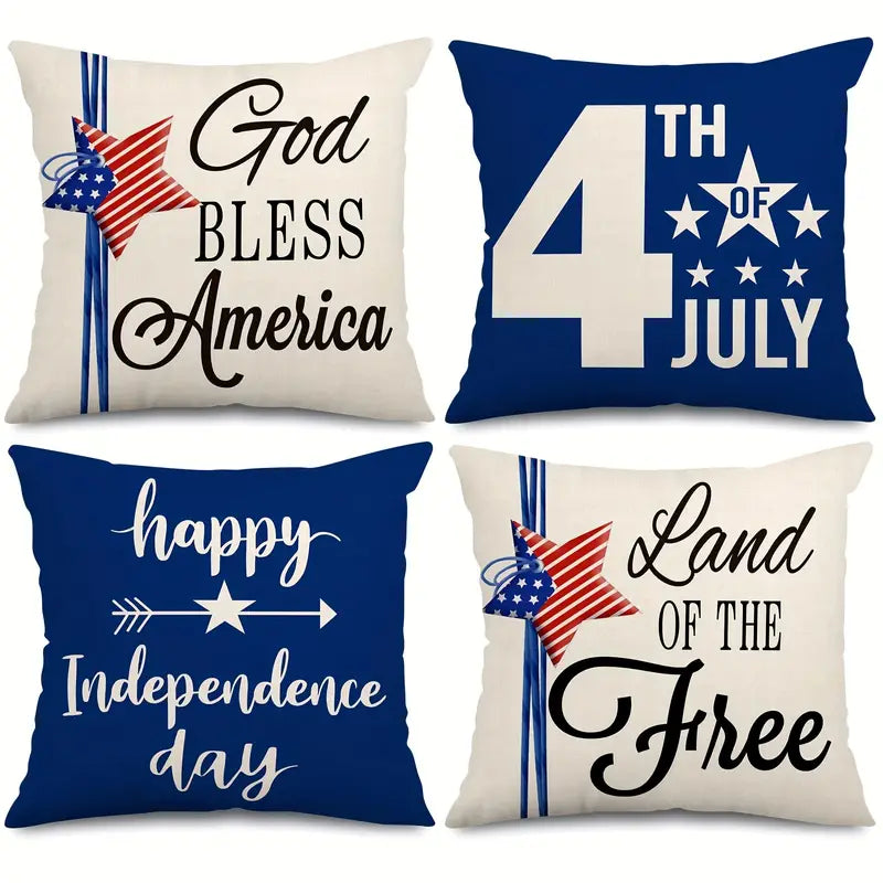 Linen Independence Day Pillow Case for Home Decor (1pc/4pc)